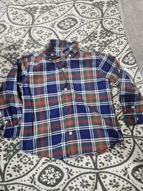 Janie And Jack, Kids Plaid Button-Down Shirt - Navy, Red & Green 3T